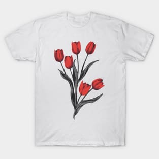 Bouquet of red tulips T-Shirt